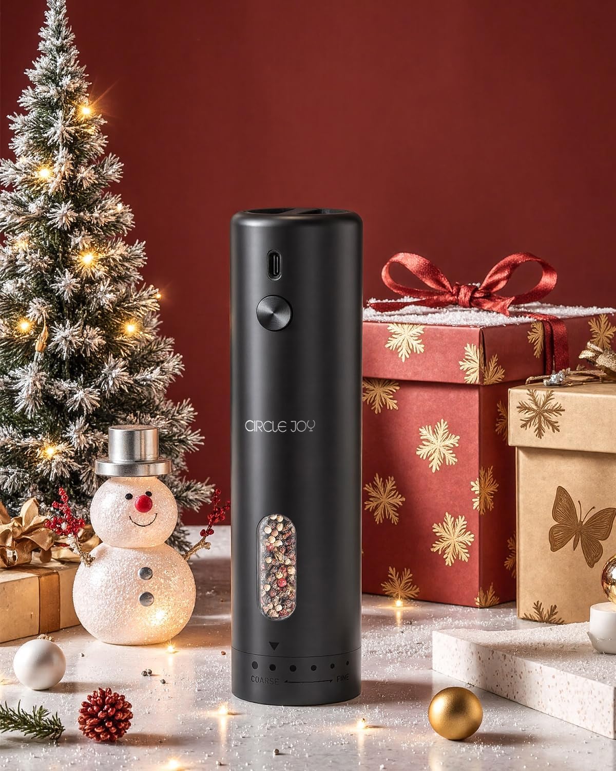 CIRCLE JOY Rechargeable Electric Salt Pepper grinder Set Rechargeable LED One-Handed Use