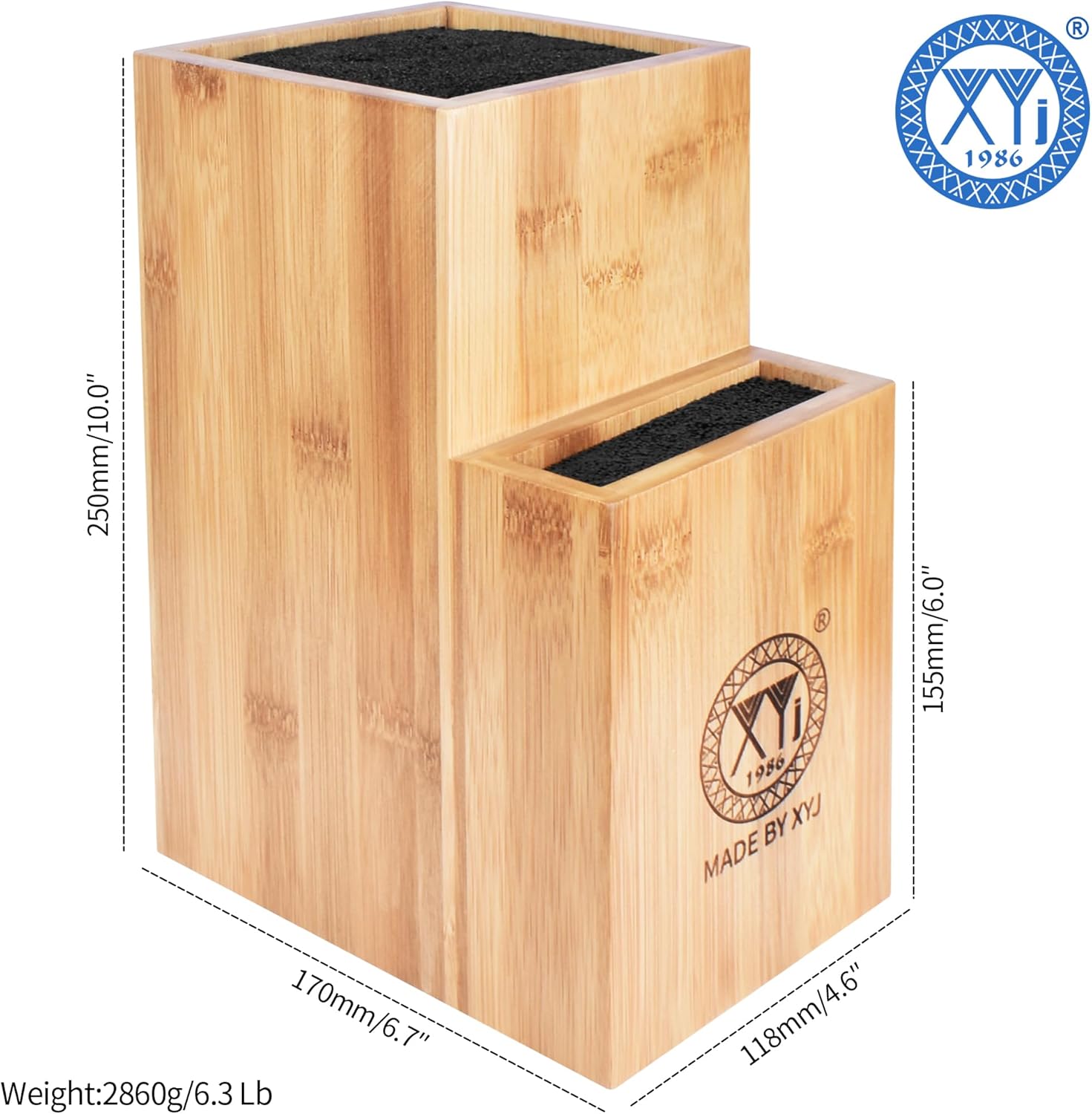 Bamboo Knife Holder with Non-Slip Base