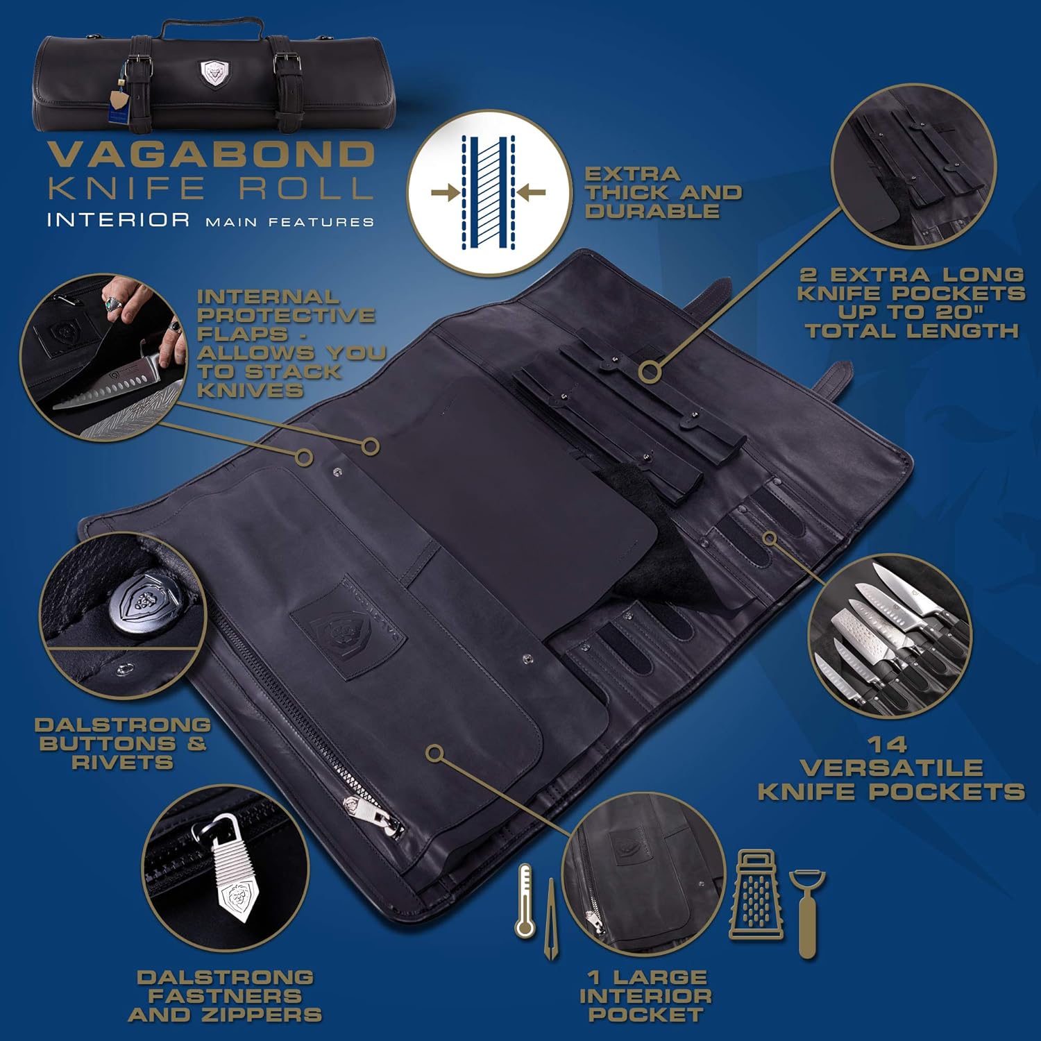 Premium Leather Knife Roll Bag for Professional Chefs
