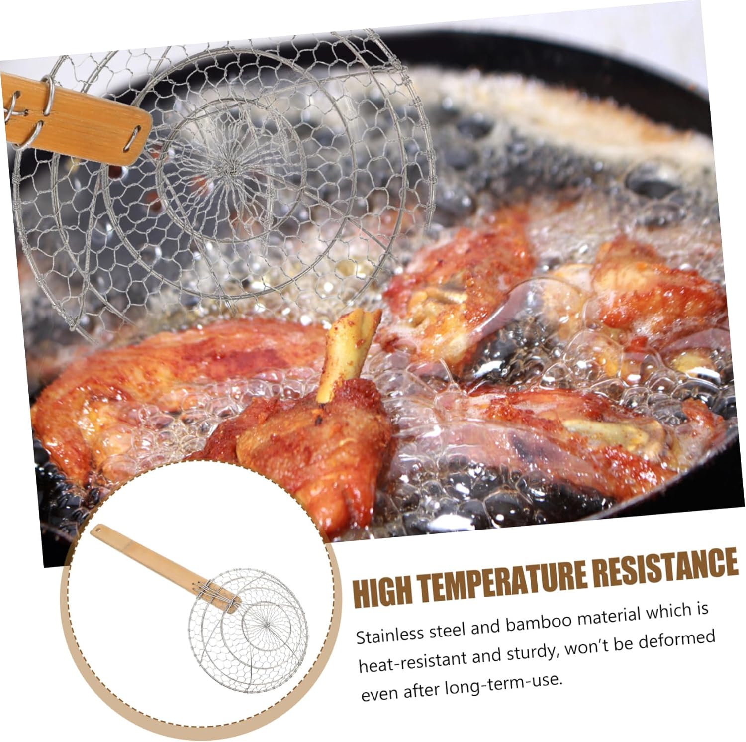 Stainless Steel Fried Slippery Net Skimmer Spoon for Cooking Home Kitchen Tool
