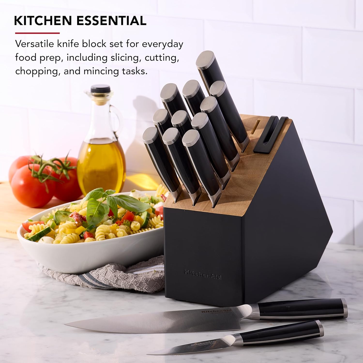 14-Piece KitchenAID German-Style Knives with Built-In Sharpener