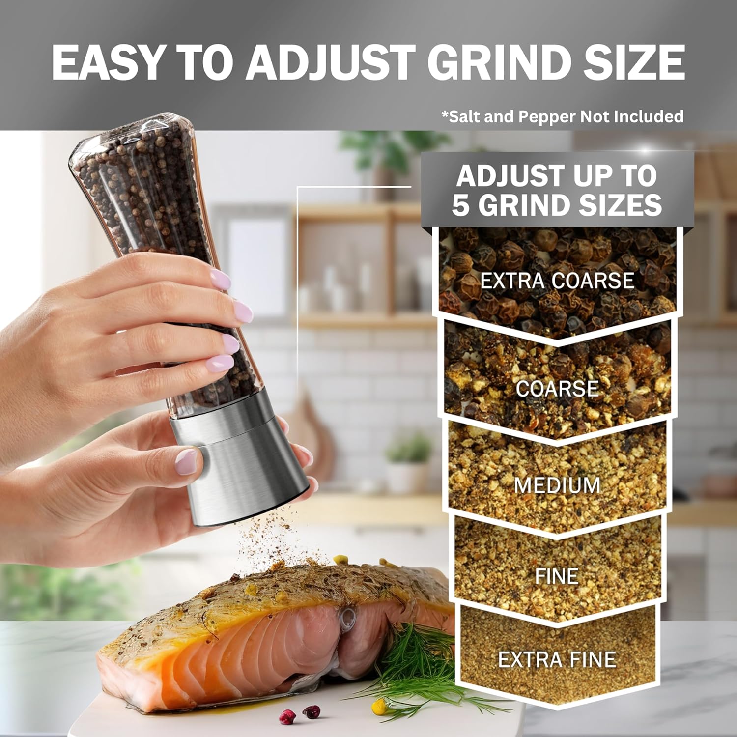 Adjustable Ceramic Salt Pepper Shakers Set
