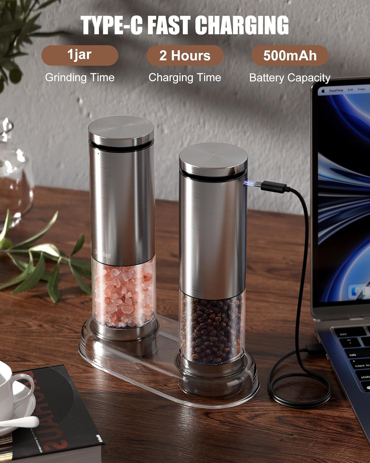 GIVEBEST RECHARGABLE ELECTRIC SALT AND pepper GRINDERS