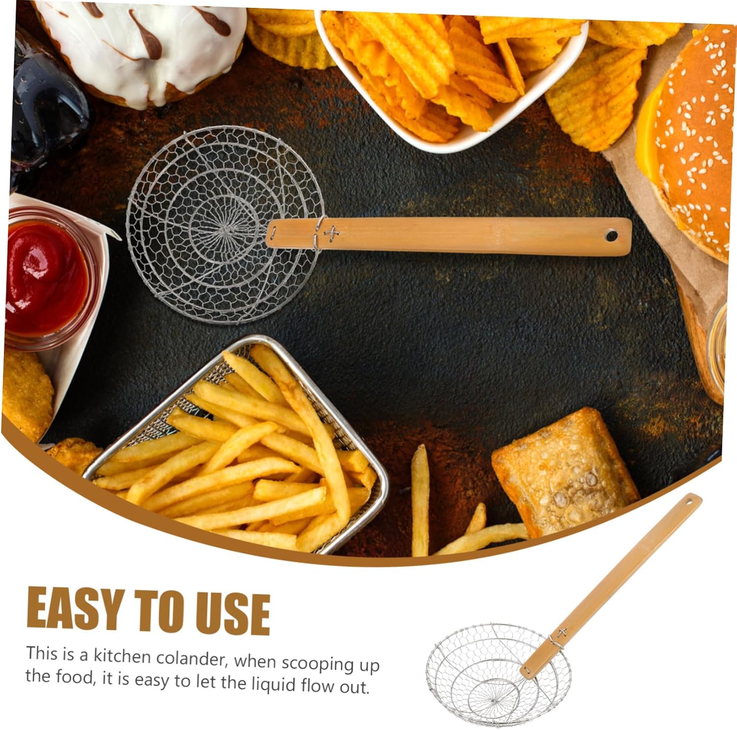Stainless Steel Fried Slippery Net Skimmer Spoon for Cooking Home Kitchen Tool
