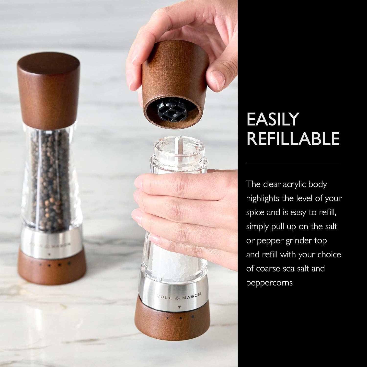 Cole Mason Derwent grinder set - Precision sea salt and black pepper mills