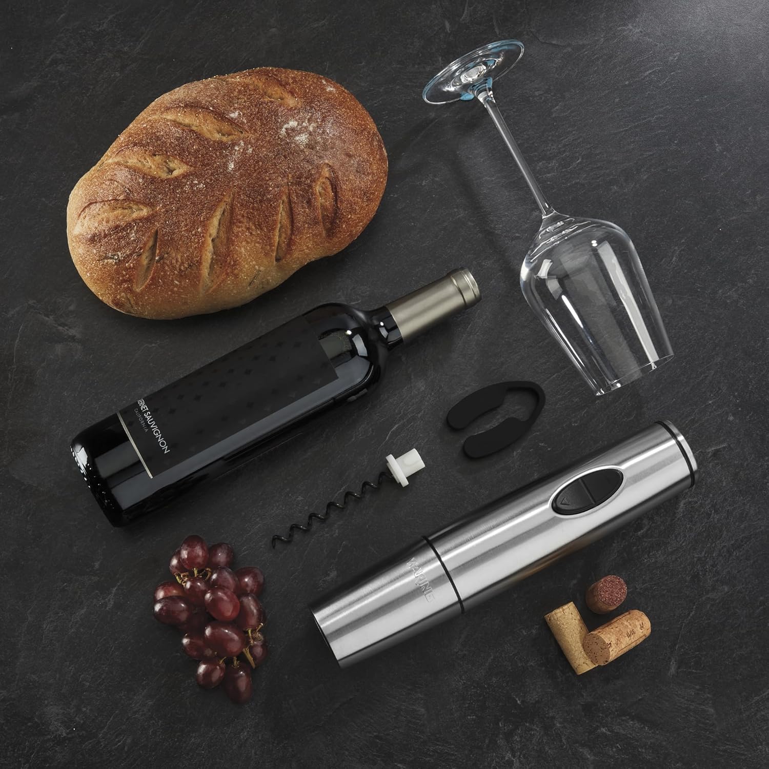 Waring Commercial WWO120 Portable Electric Wine Bottle Opener with Recharging Station Silver