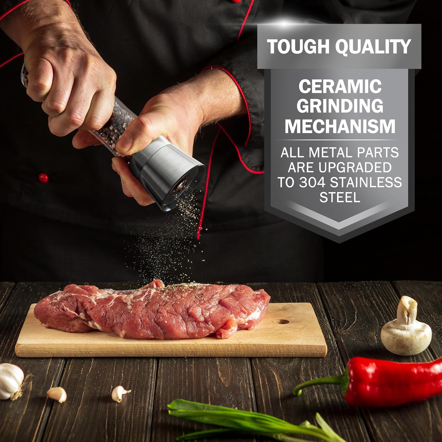 Adjustable Ceramic Salt Pepper Shakers Set