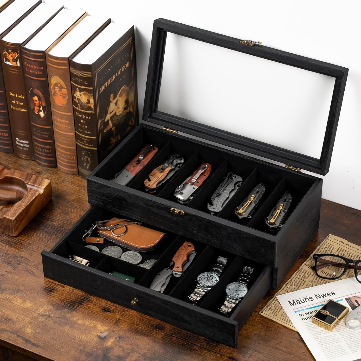 2-Layer Knife Display Case for 9-15 Knives