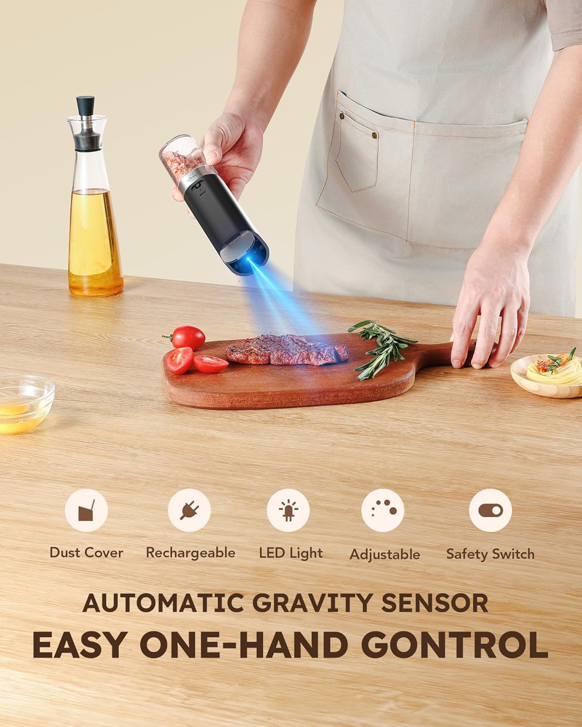 Premium Electric Salt and Pepper Grinder Set with Rechargeable Technology