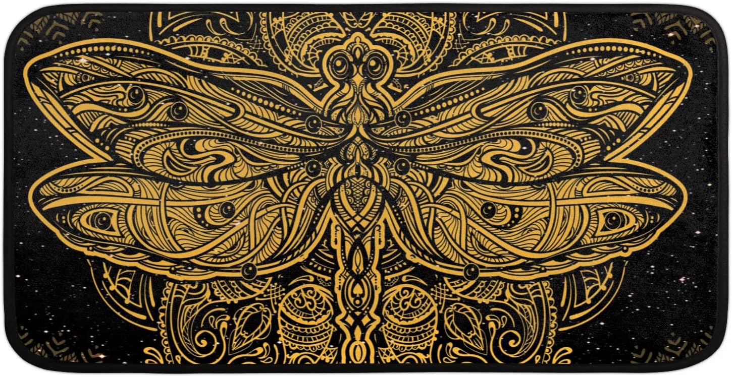 Funky Qiu Mandala Butterfly Anti-Fatigue Kitchen Mat Waterproof Non-Slip 39x20