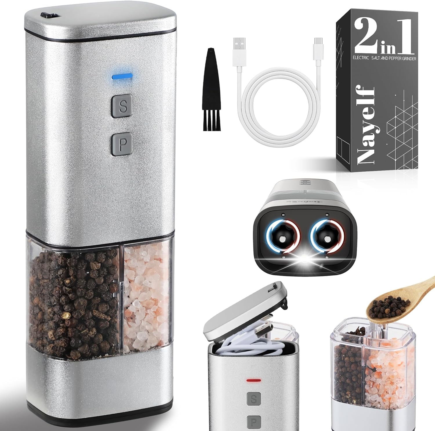 Sleek Electric Salt and Pepper Grinder Set