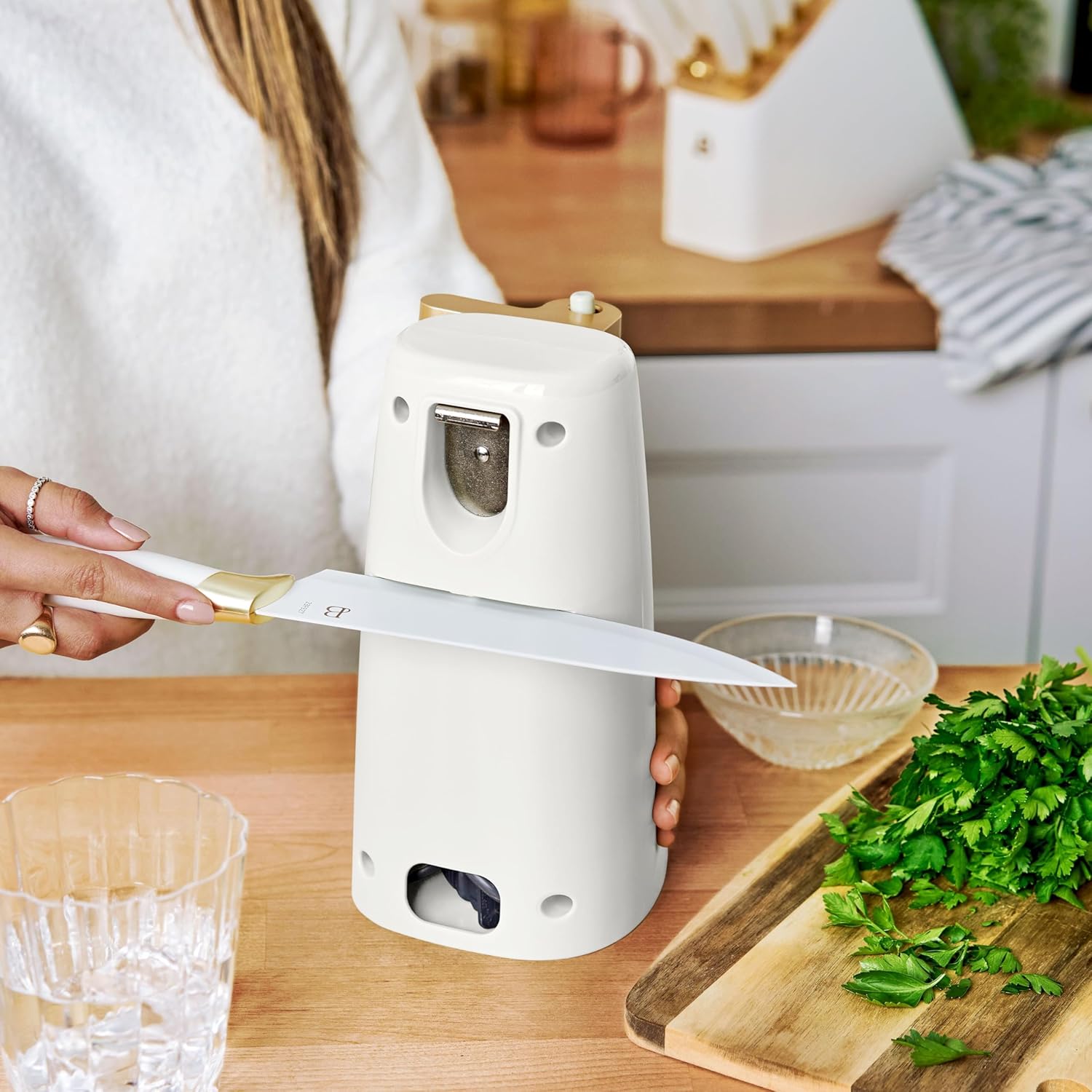 Electric Can Opener Stainless Steel Blade Auto-Turn White Icing