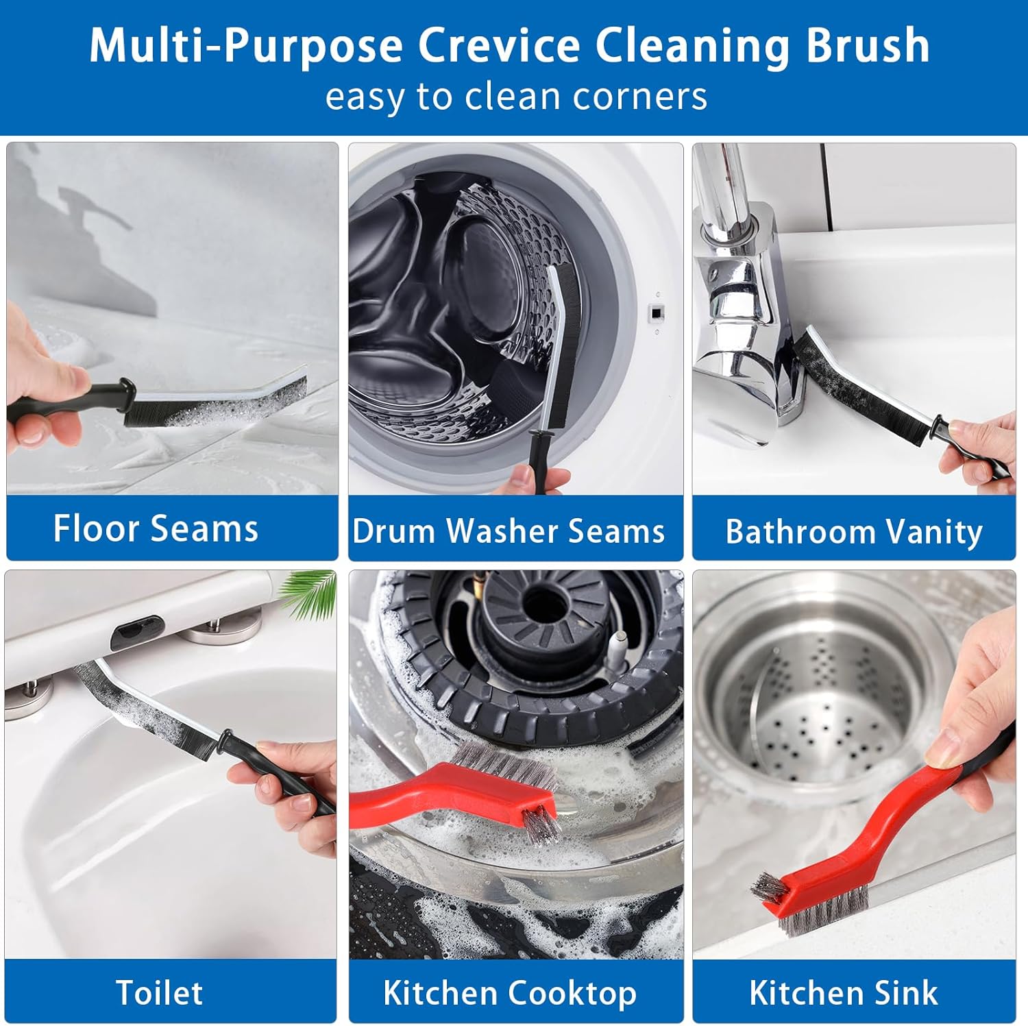 JUREIT Crevice Gap Cleaning Brush Set for Deep Cleaning