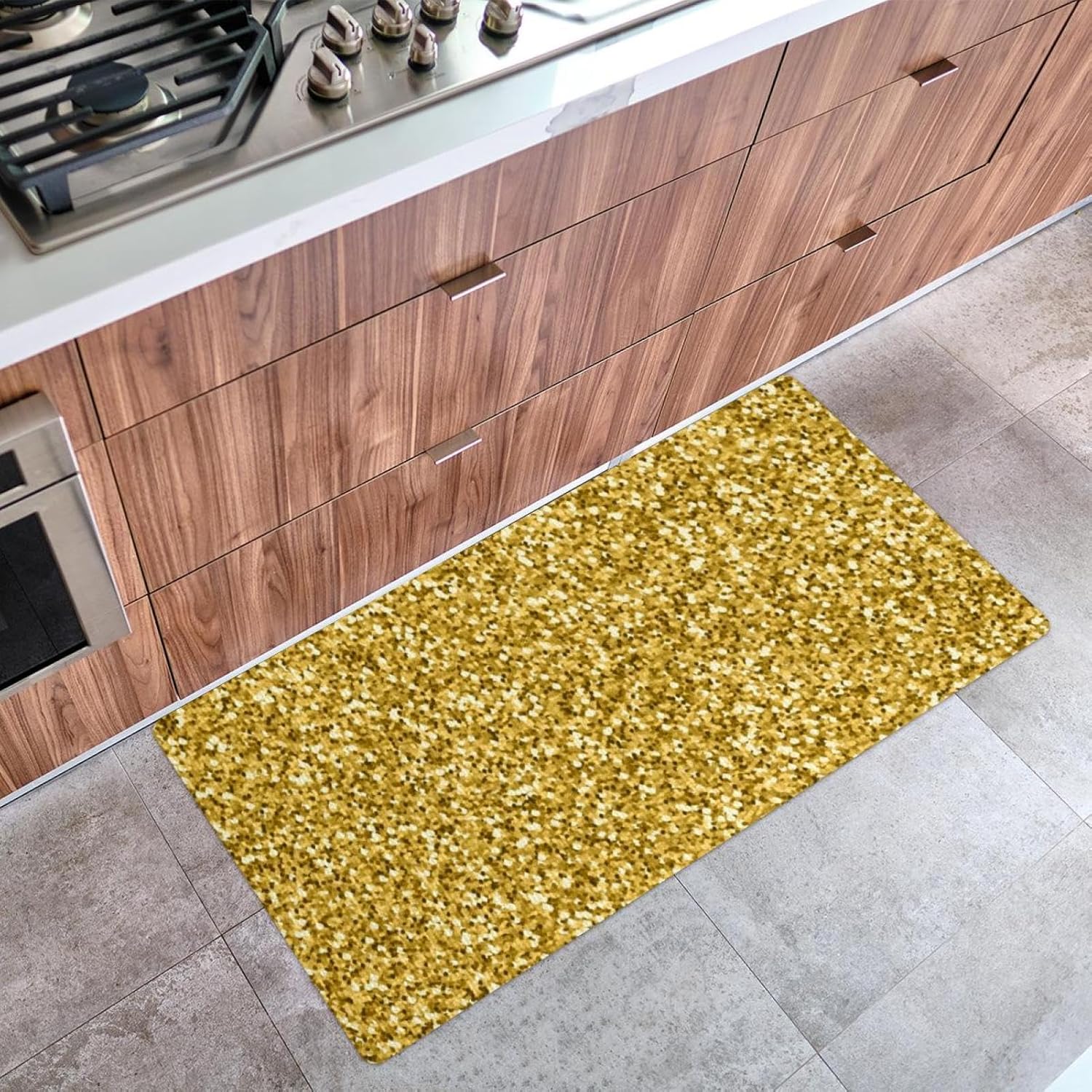 Gold Pattern Kitchen Runner Mat