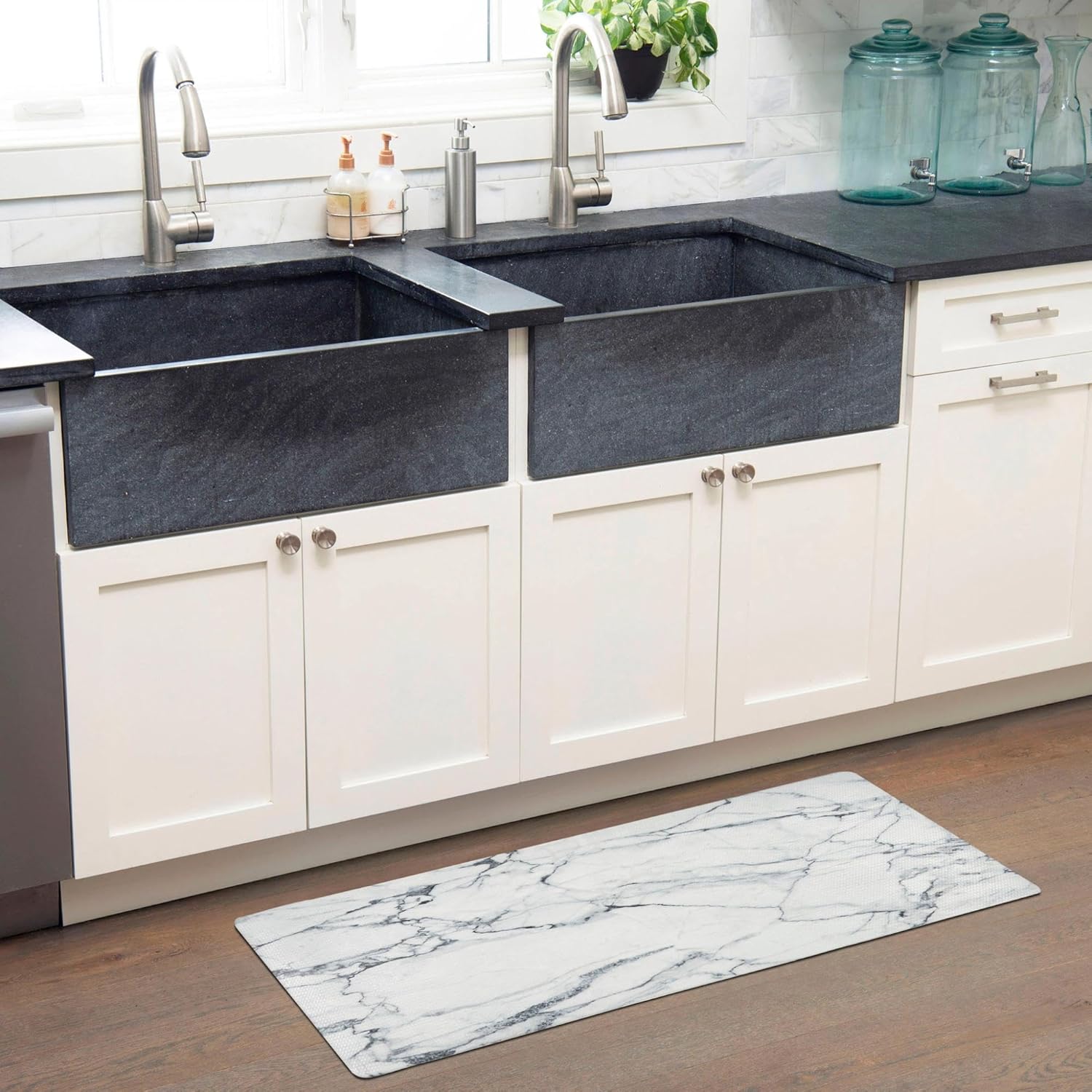 Home Dynamix Cozy Living Modern Marble Runner Anti-Fatigue Kitchen Mat Slip-Free
