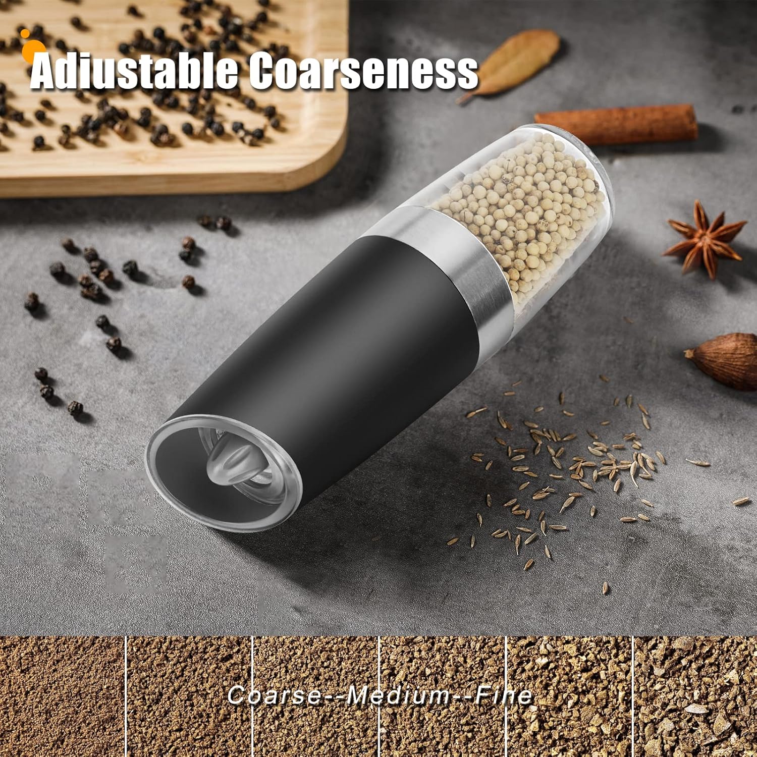 Elegant Electric Salt Pepper Mill Set with LED Light