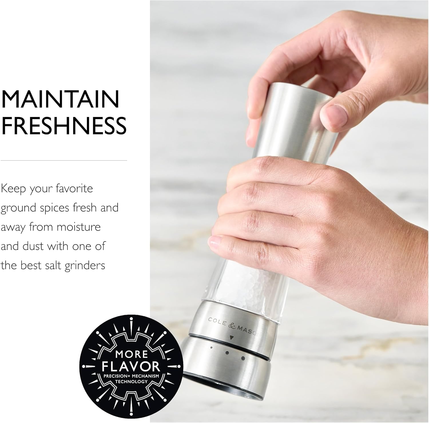 Cole Mason Derwent Salt Grinder - Stainless Steel Mill