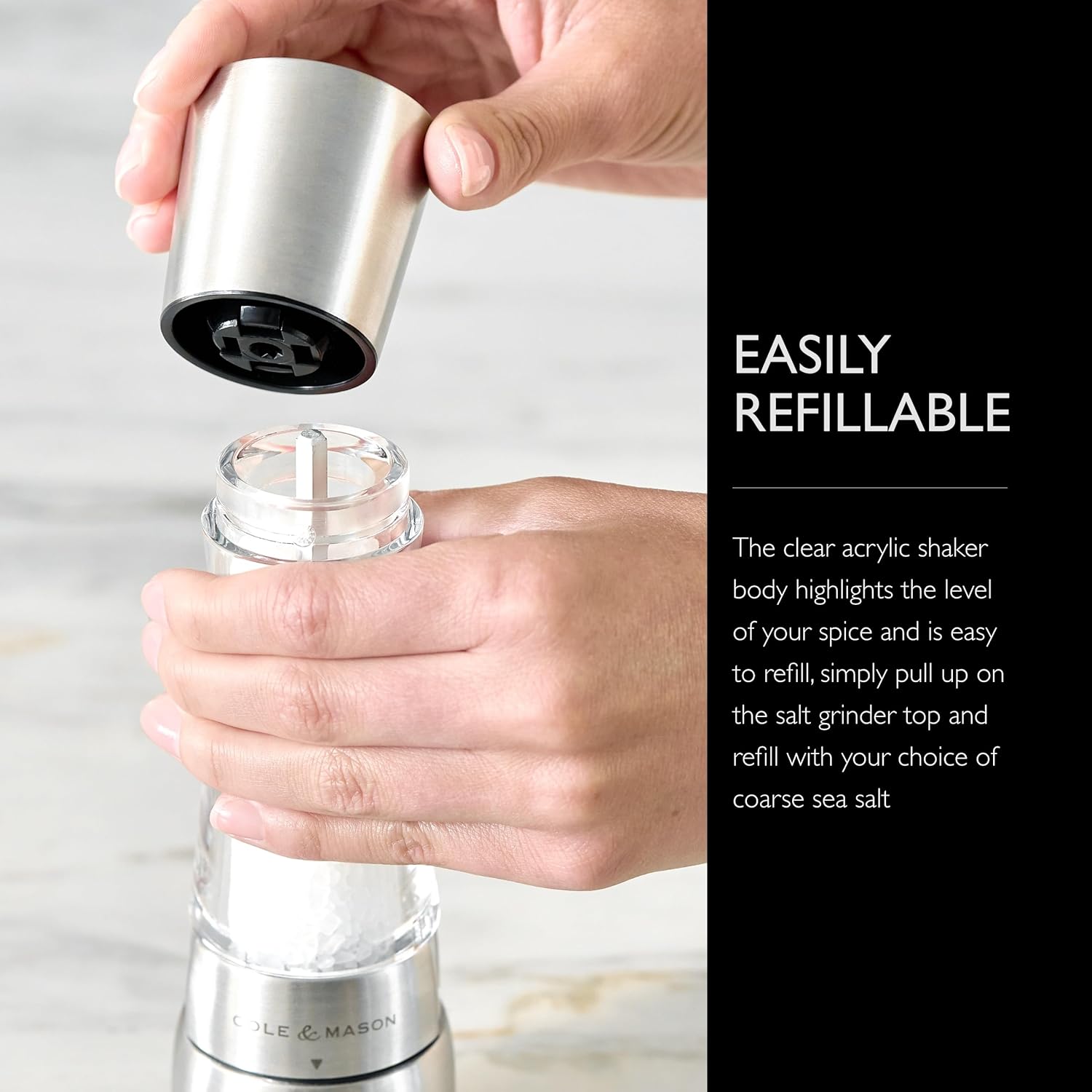Cole Mason Derwent Salt Grinder - Stainless Steel Mill