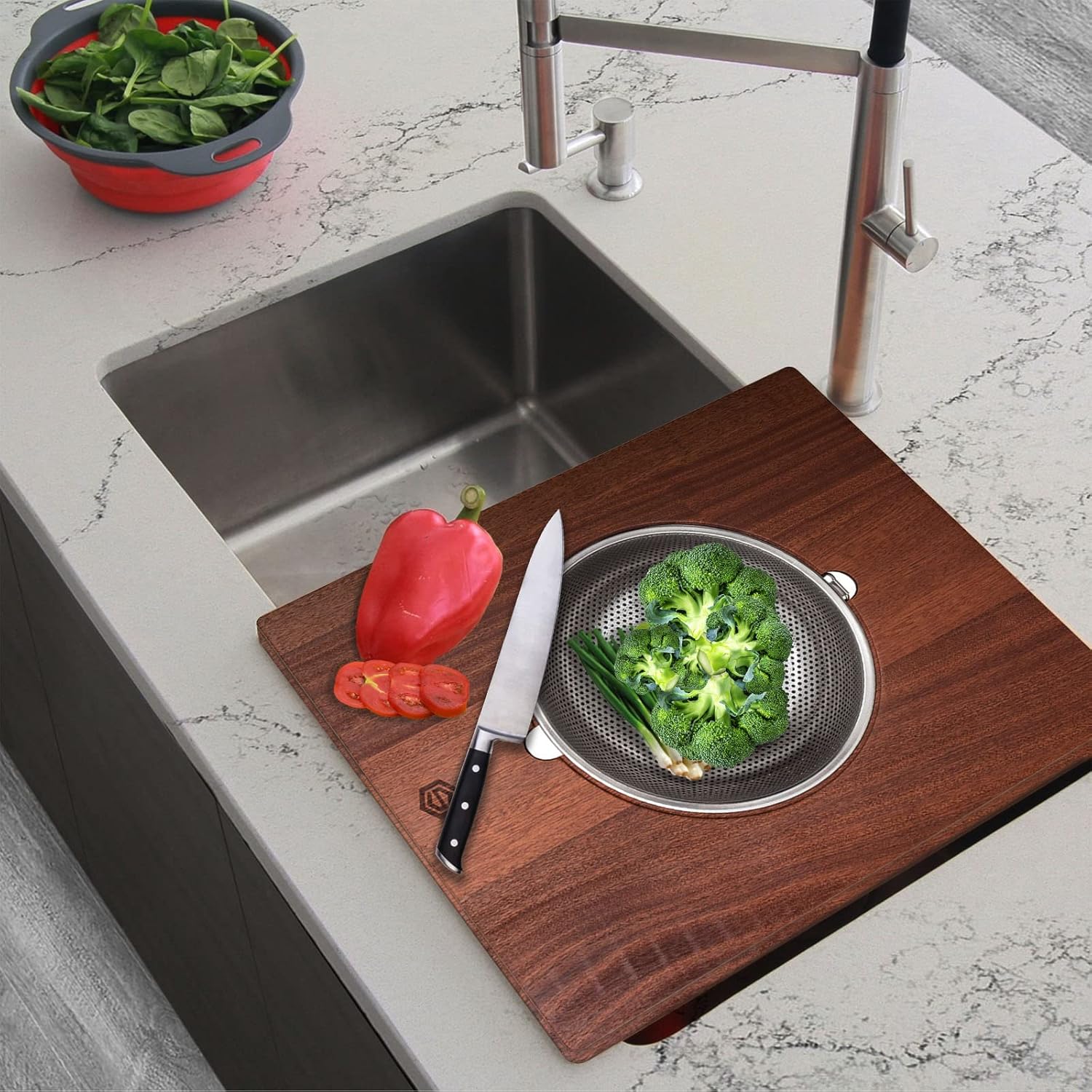 Premium Kitchen Essentials- Strong Wood Kitchen Tool for Easy Chopping and Straining