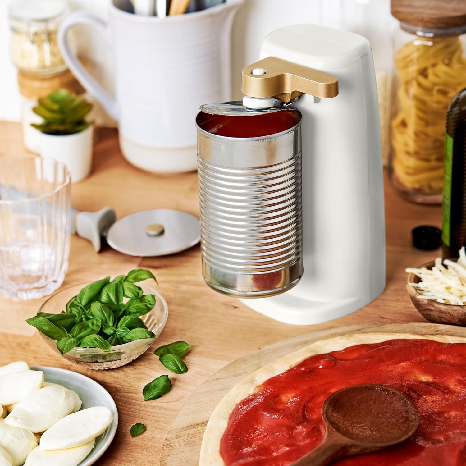 Electric Can Opener Stainless Steel Blade Auto-Turn White Icing