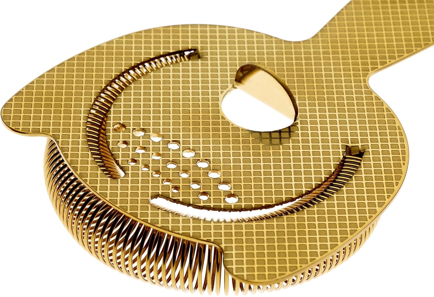 Barfly Diamond Lattice Etch Heavy Duty Spring Bar Strainer Gold Plated