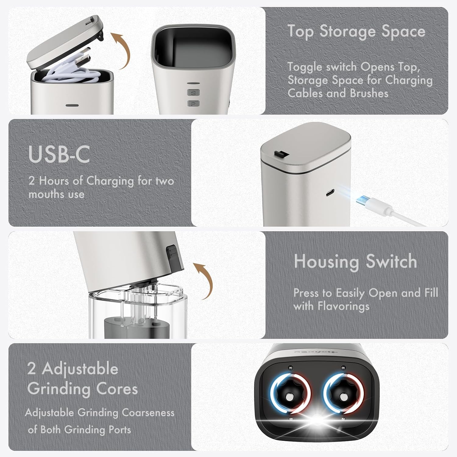 Sleek Electric Salt and Pepper Grinder Set