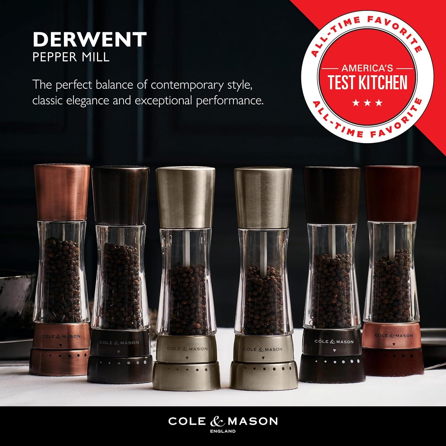 Cole Mason Derwent grinder set - Precision sea salt and black pepper mills