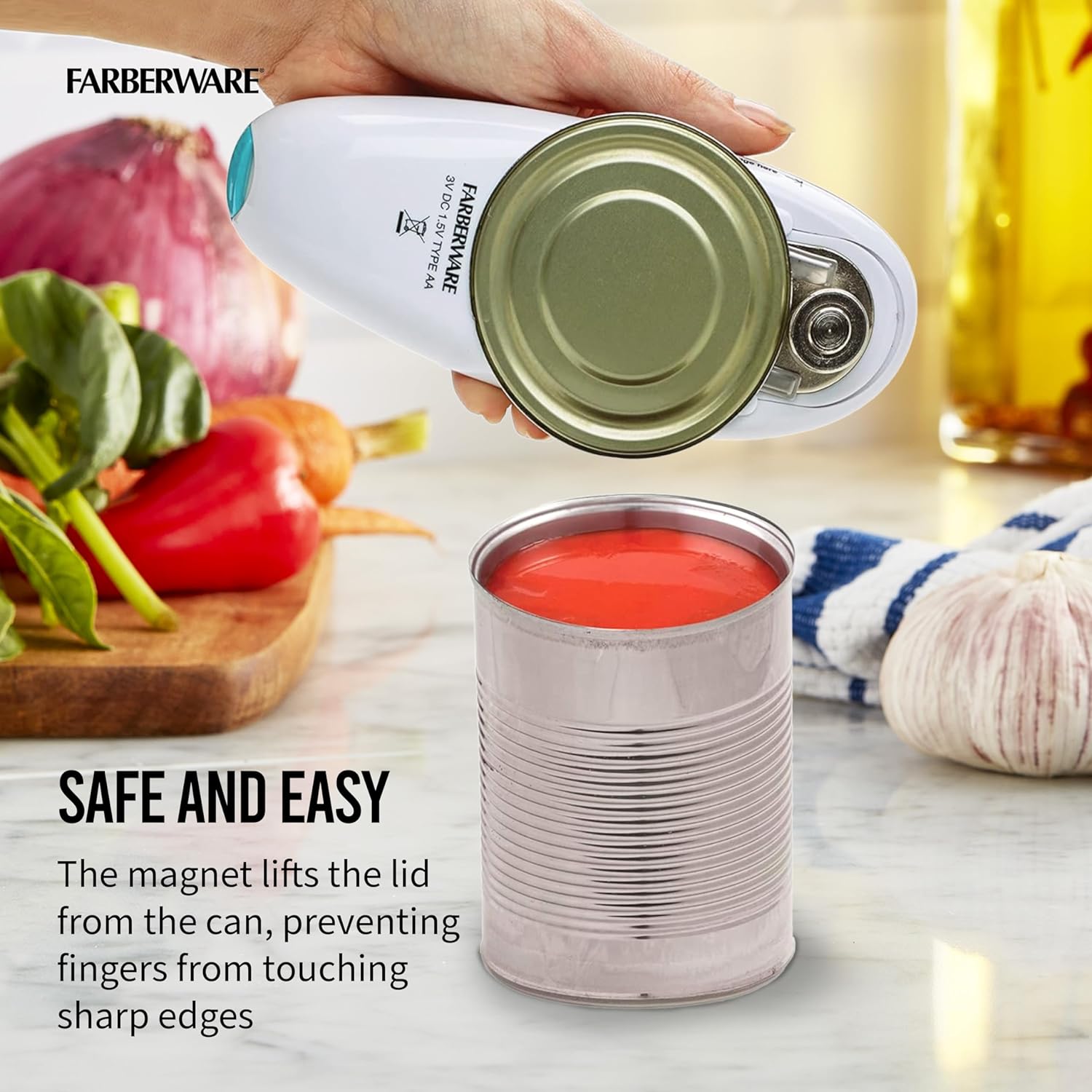 Compact Battery Operated Hands-Free Automatic Can Opener