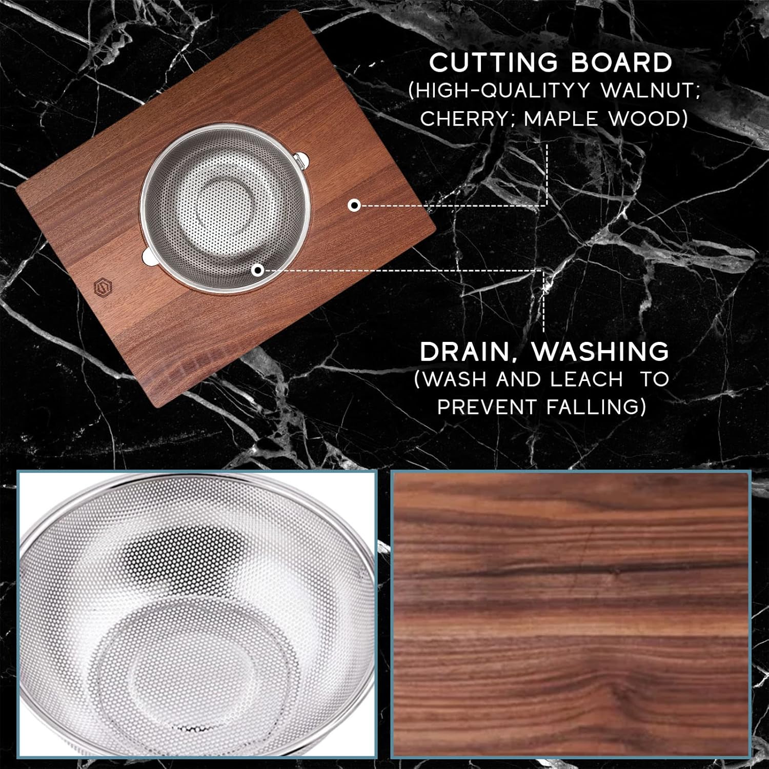 Premium Kitchen Essentials- Strong Wood Kitchen Tool for Easy Chopping and Straining