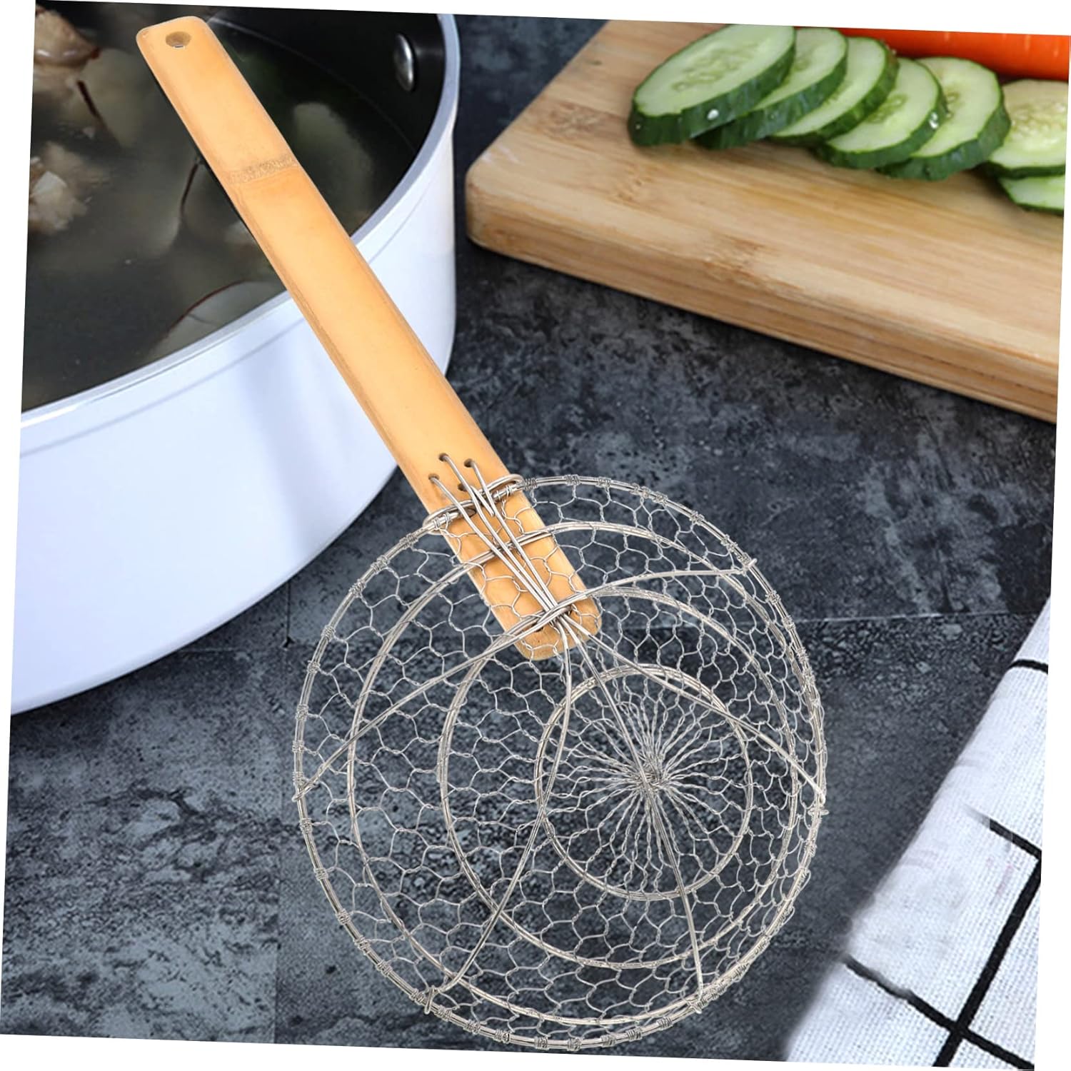 Stainless Steel Fried Slippery Net Skimmer Spoon for Cooking Home Kitchen Tool