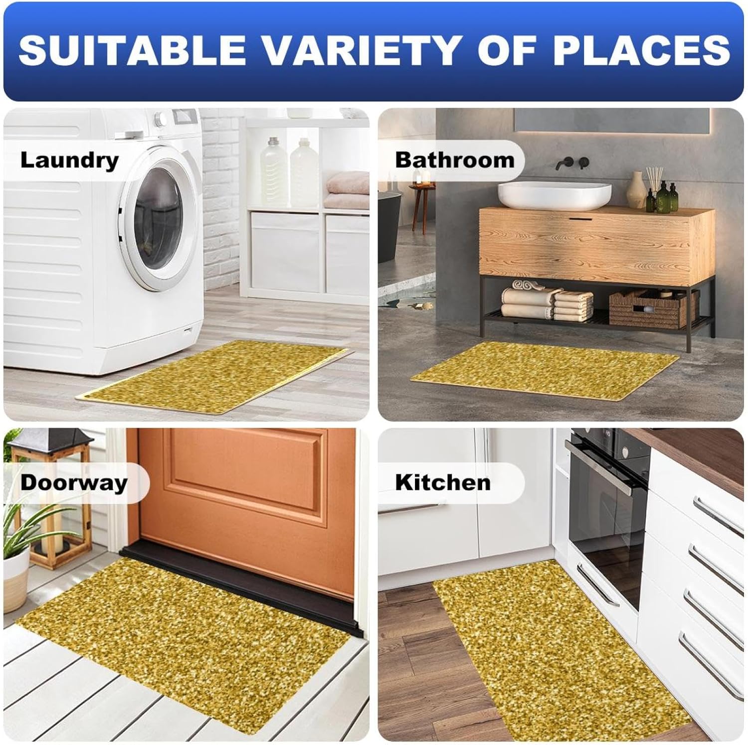 Gold Pattern Kitchen Runner Mat