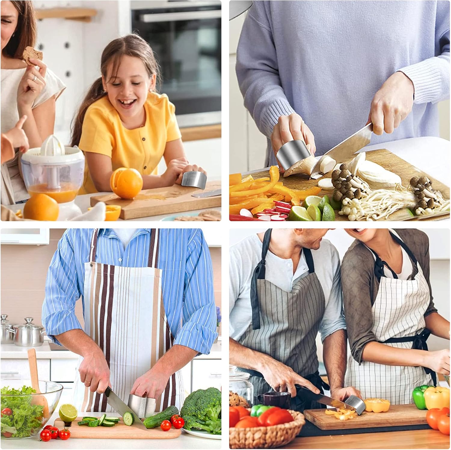 4-Piece Stainless Steel Finger Guards Cut Protect Kitchen Safety