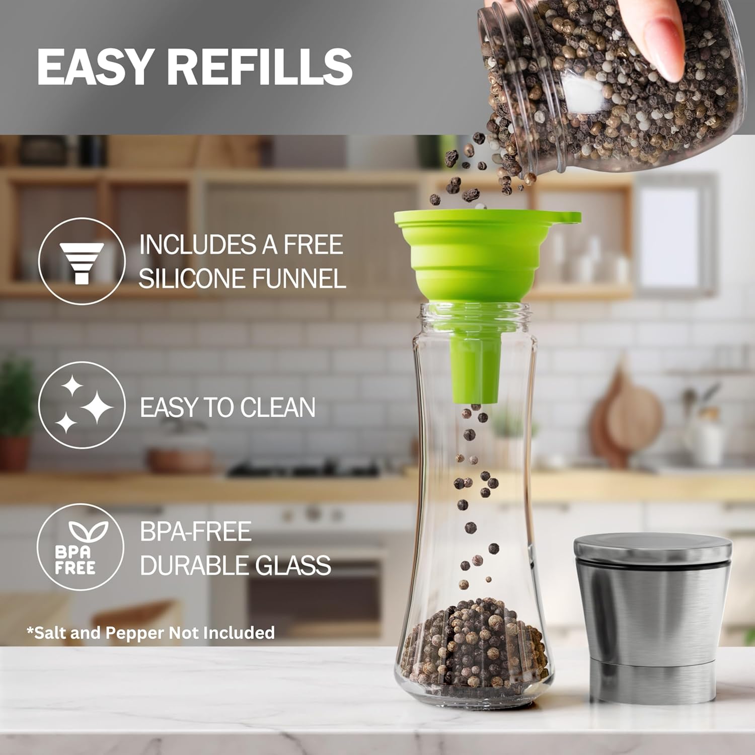 Adjustable Ceramic Salt Pepper Shakers Set