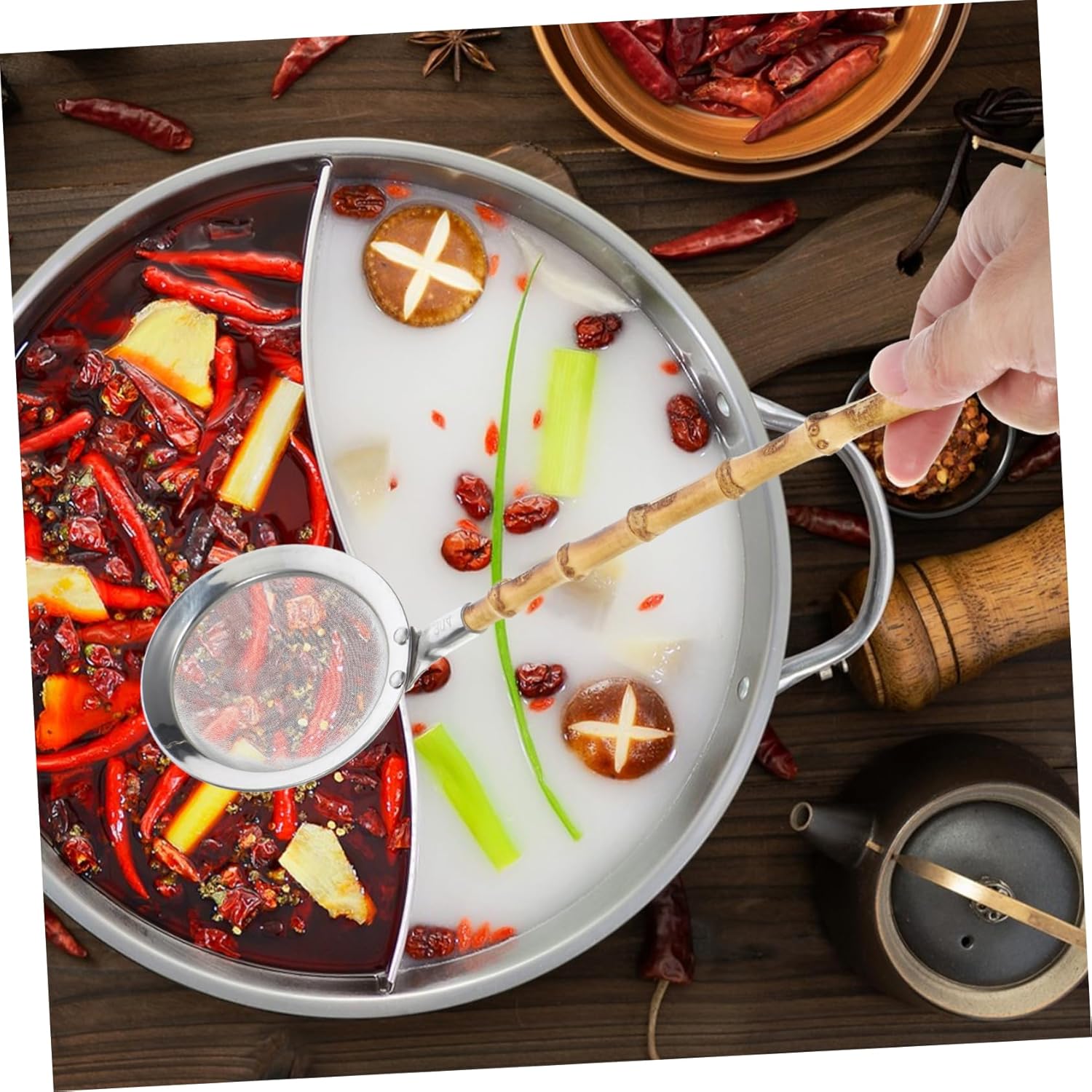 Multi-functional Strainer with Bamboo Handle