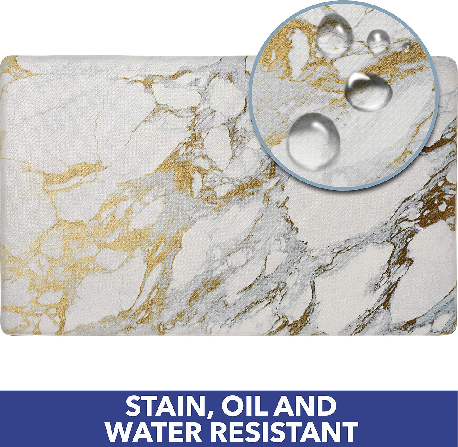 SoHome Cozy Anti-Fatigue Kitchen Mat Marble Gold Non-Slip Stain-Resistant