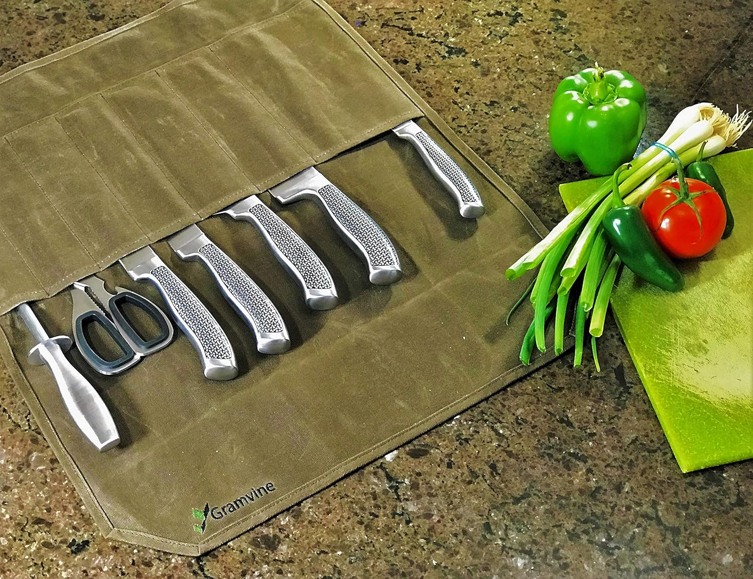 Professional Chefs Knife Roll - Waxed Canvas Foldable Culinary Bag