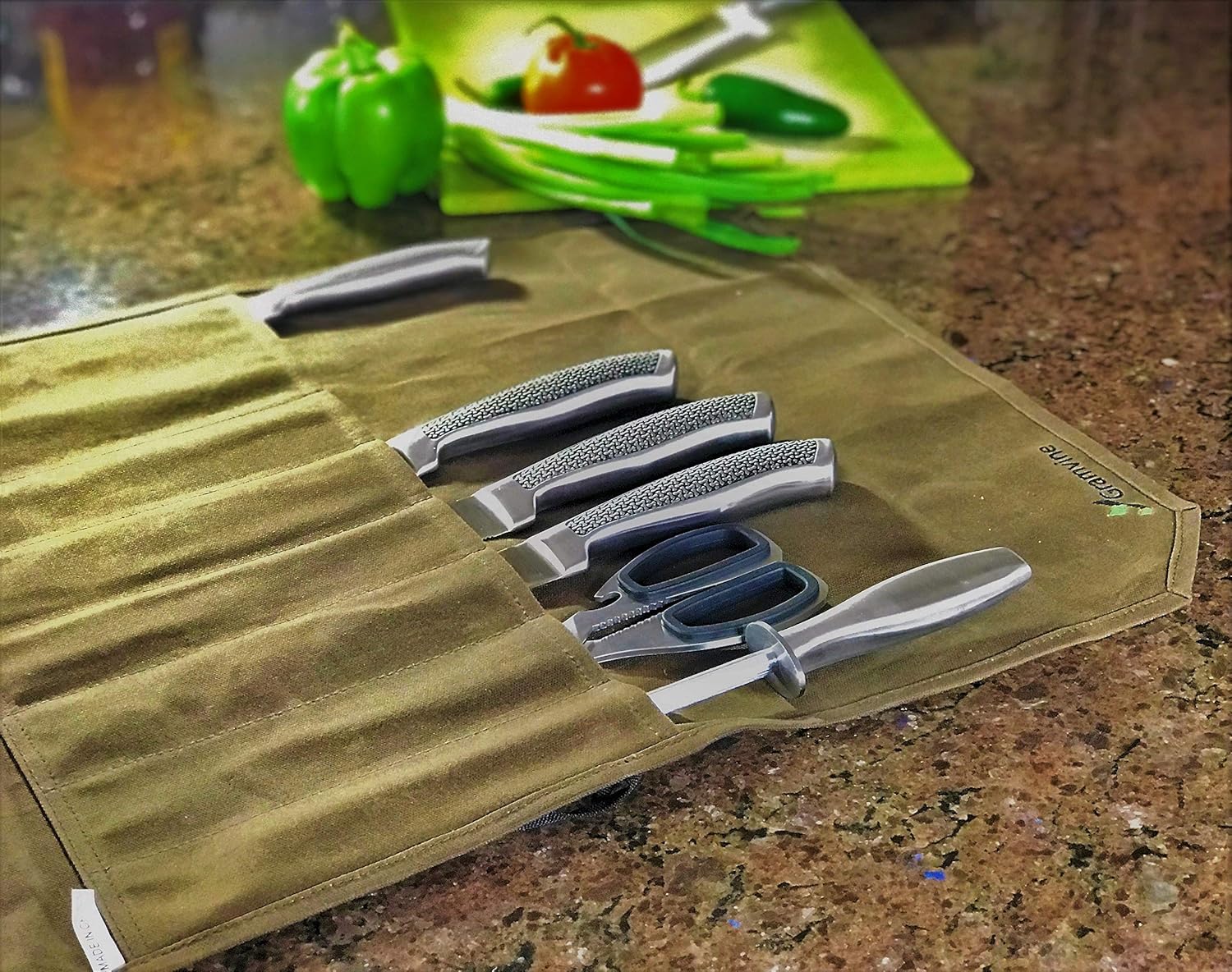 Professional Chefs Knife Roll - Waxed Canvas Foldable Culinary Bag