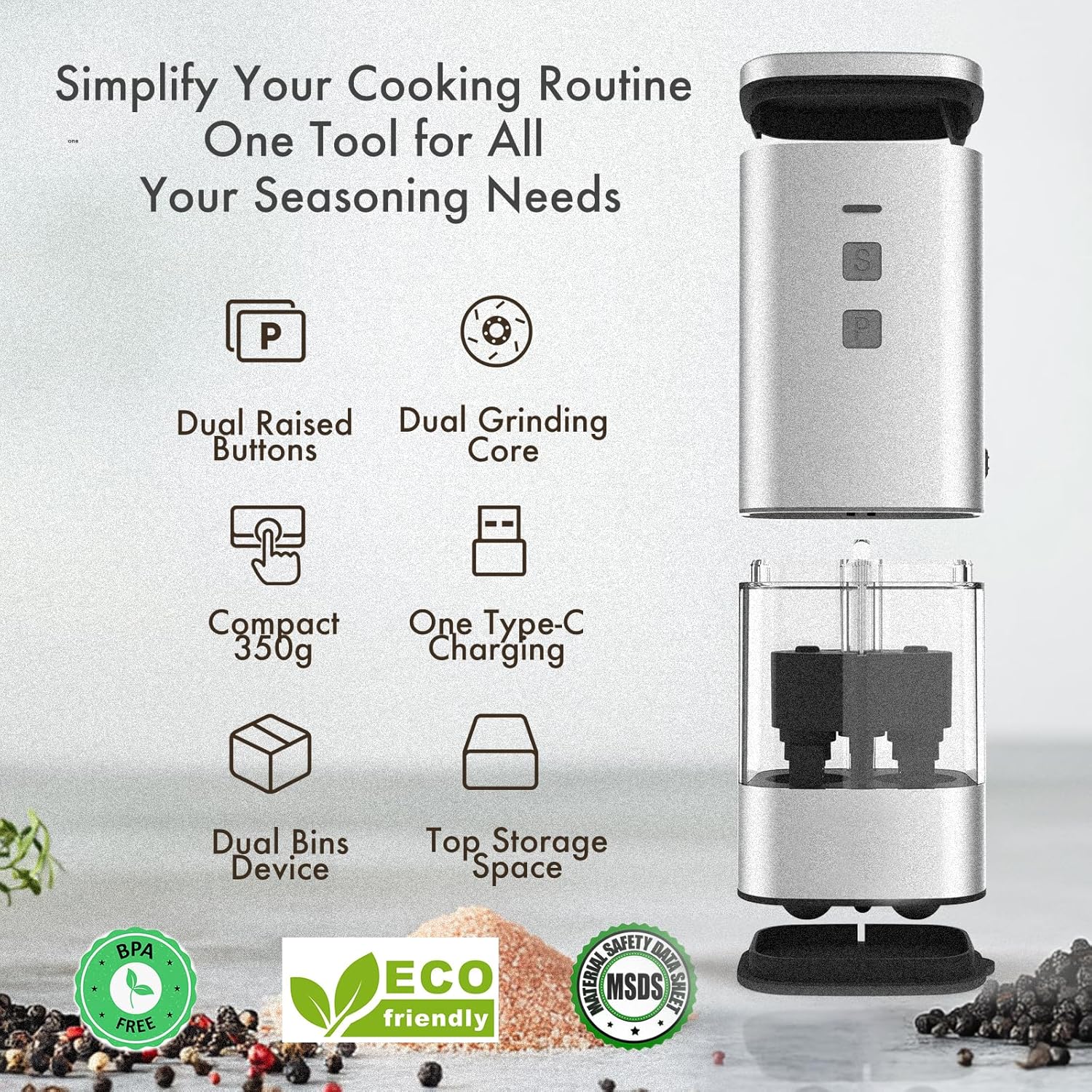 Sleek Electric Salt and Pepper Grinder Set