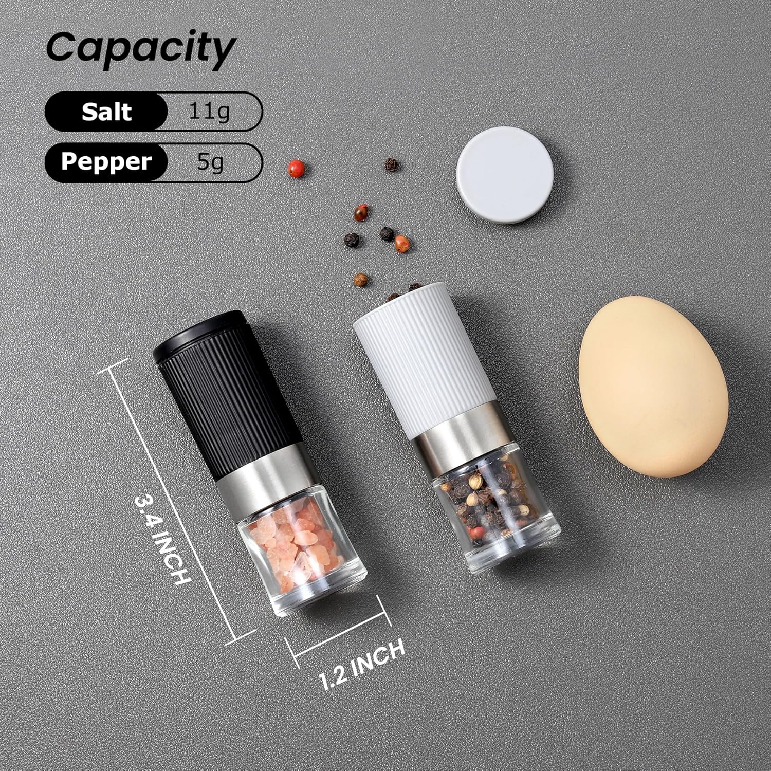 Mini Adjustable Salt Pepper Grinder Set